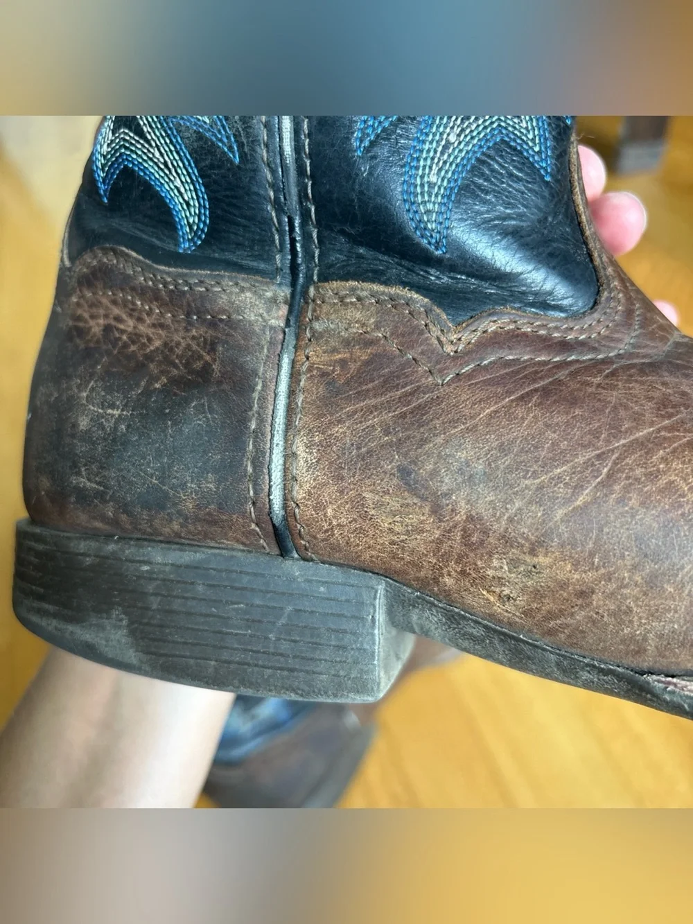 Ariat Tombstone Western Boots Cowboy Big Kid Earth Black Brown Blue Size 5 Youth